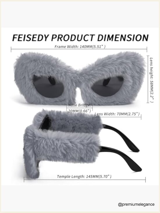 Plush Fuzzy Cat Eye Sunglasses Punk Soft Velvet Shades Ladies Handmade Party main image 5